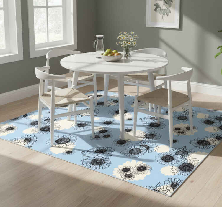 Flower vinyl rug with seamless modern daisies pattern - TenStickers
