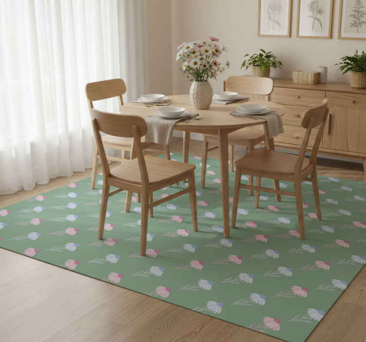 Flower vinyl rug with chamomile daisy design - TenStickers