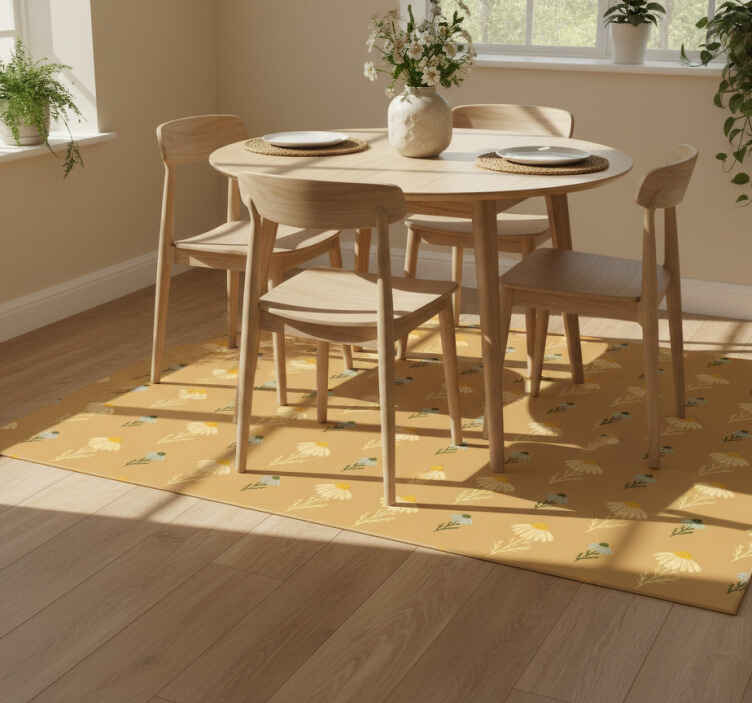 Flower vinyl rug with natural chamomile pattern - TenStickers
