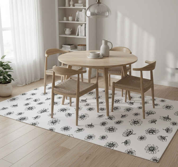 Flower vinyl rug set of outlined daisy flowers - TenStickers