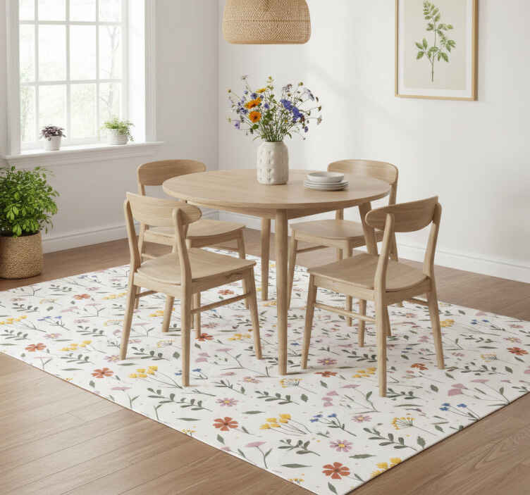 Flower vinyl rug with multicolor floral design - TenStickers