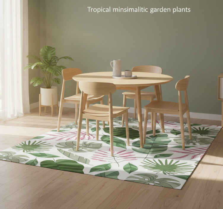Flower vinyl rug with tropical minimalist plants - TenStickers