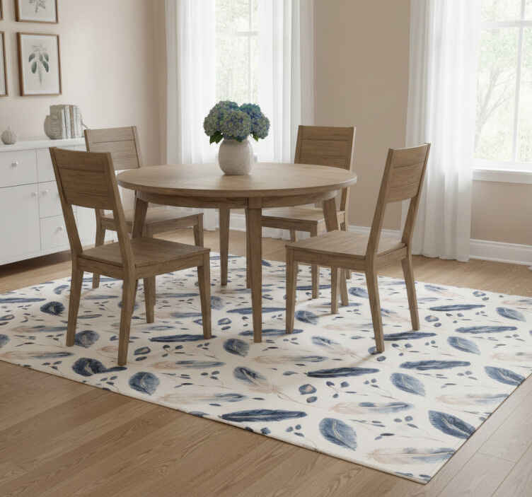 Flower vinyl rug with soaring leaves and feathers - TenStickers