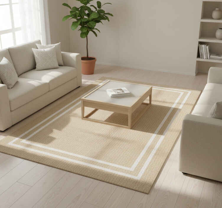 Minimalist vinyl rug in natural woven tan texture - TenStickers