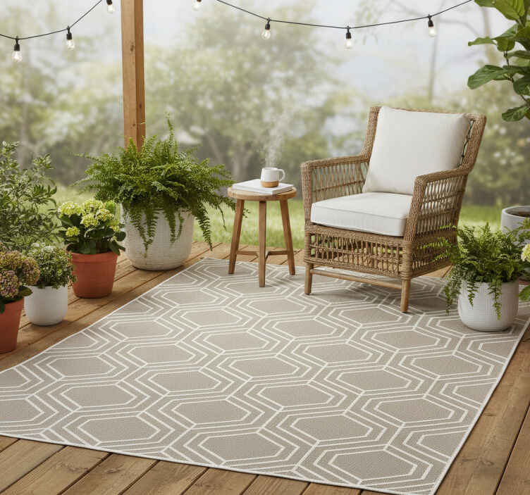 Geometric vinyl rug in honeycomb woven pattern - TenStickers