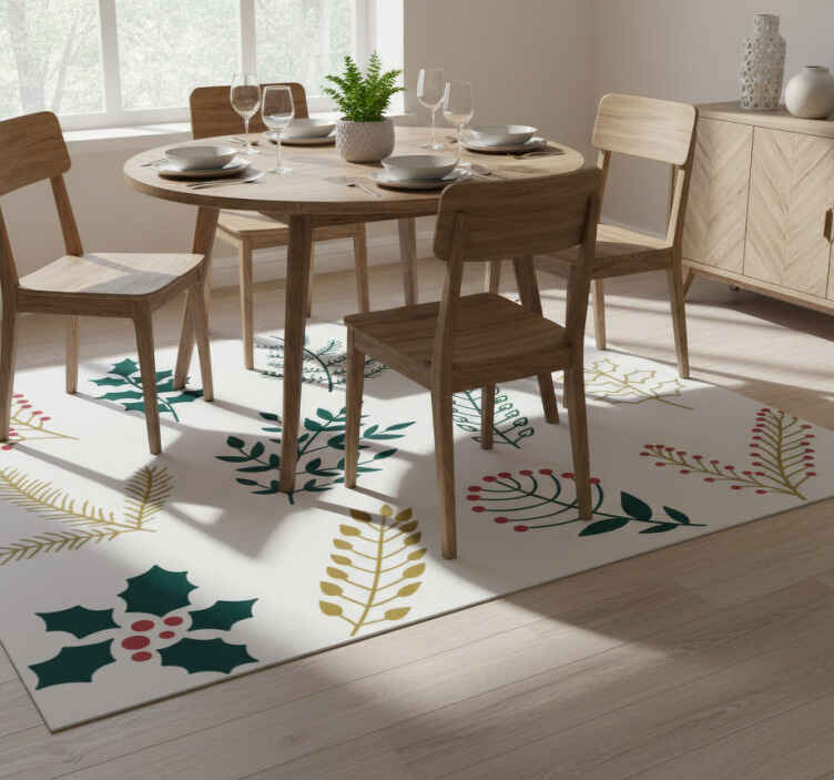Dining room vinyl rug with christmas ornaments - TenStickers