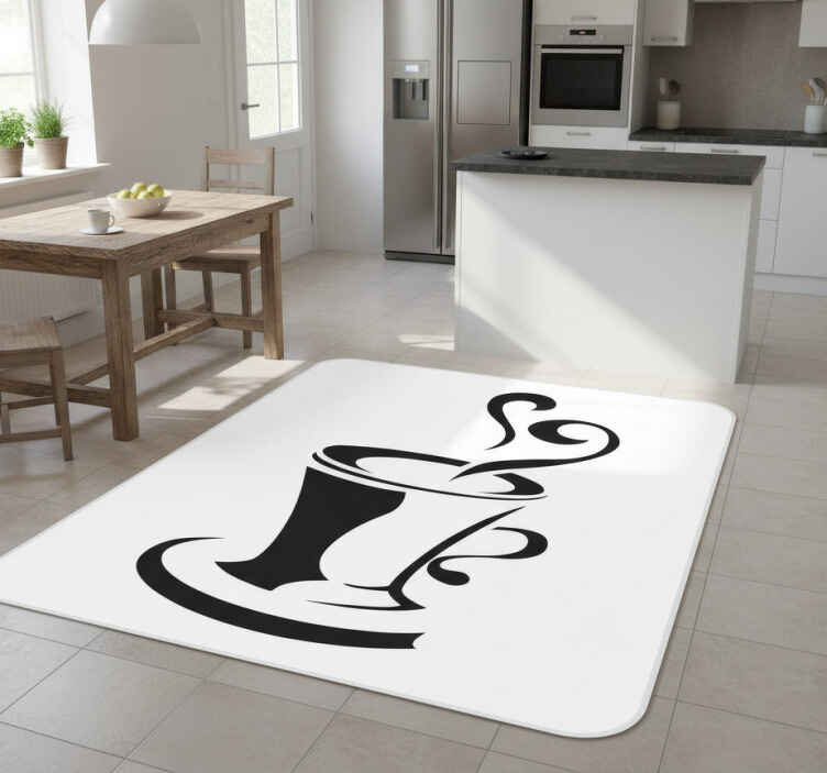 Alfombra vinílica cocina café con corazón - TenVinilo
