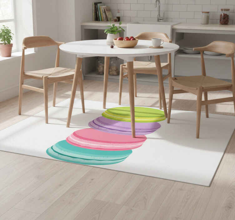 Alfombra vinílica cocina coloridos macarrones - TenVinilo