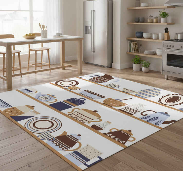 Kitchen vinyl rug with dishware shelves - TenStickers