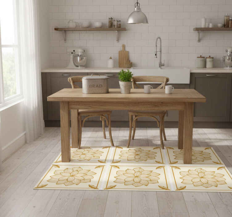 Alfombra vinílica cocina floral bandada paisley - TenVinilo