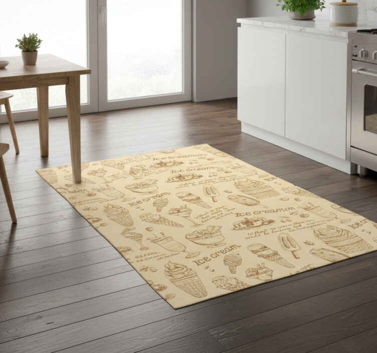 Vintage ice creams kitchen vinyl rug - TenStickers