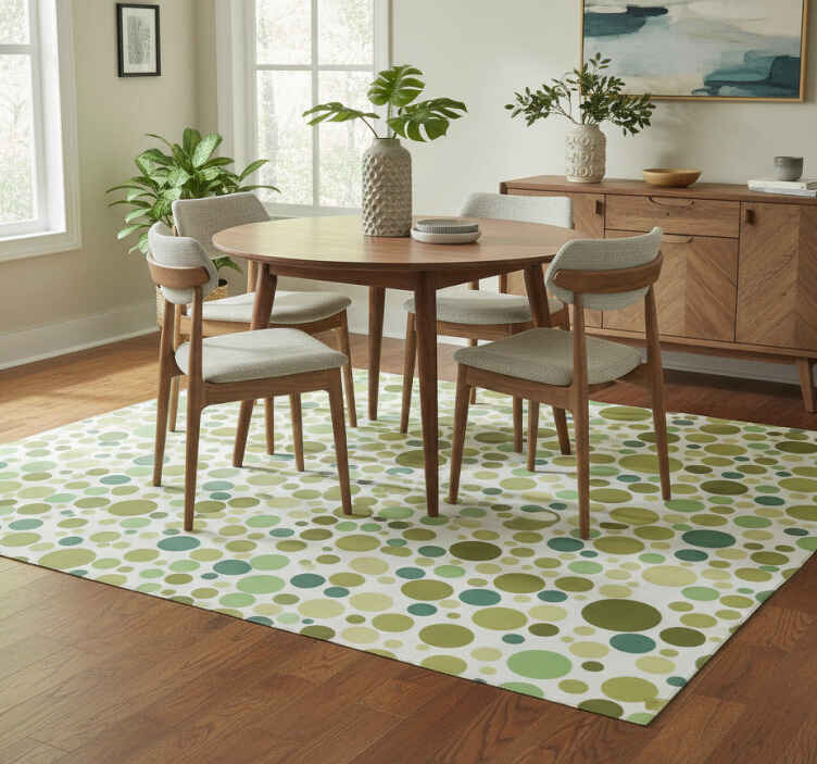Green polka dots dining room vinyl rug - TenStickers