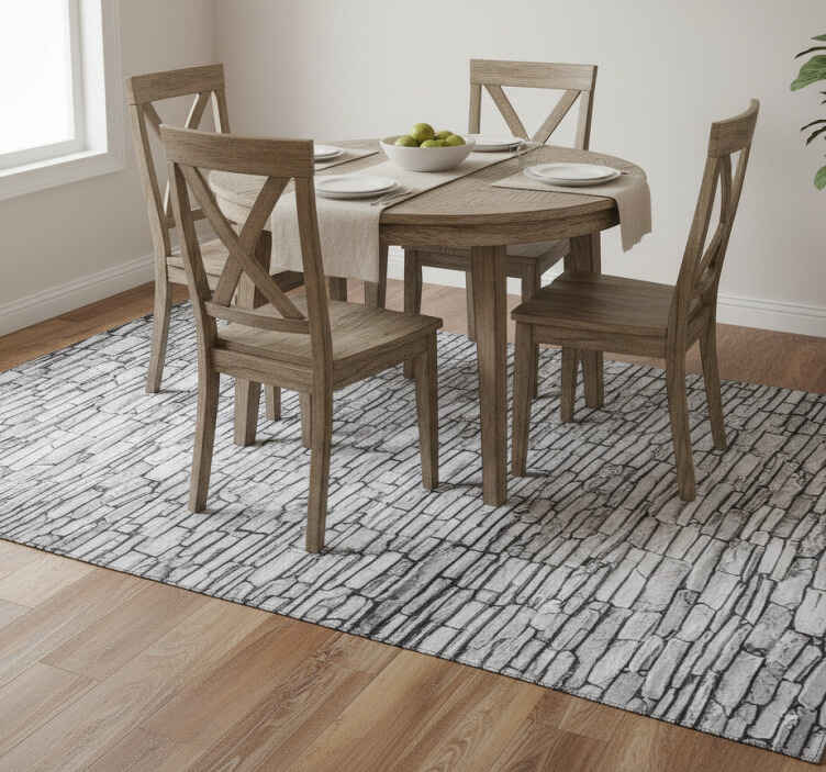 Alfombra vinílica comedor ladrillos organizados - TenVinilo