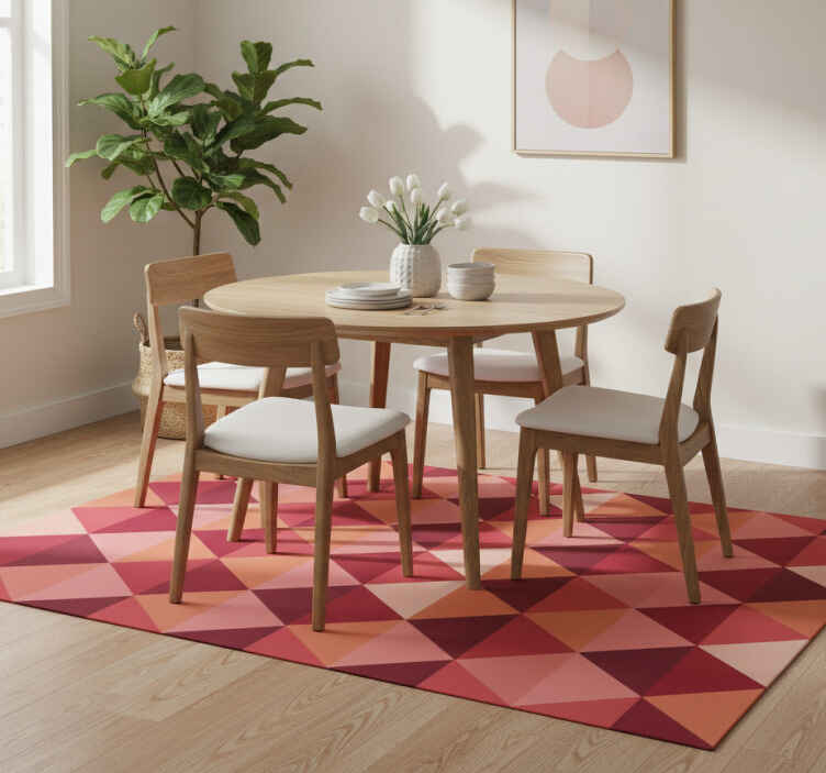 Dining room vinyl rug in red and pink triangles - TenStickers