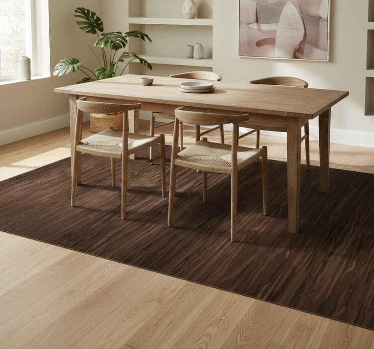 Alfombra vinílica comedor efecto madera oscura - TenVinilo