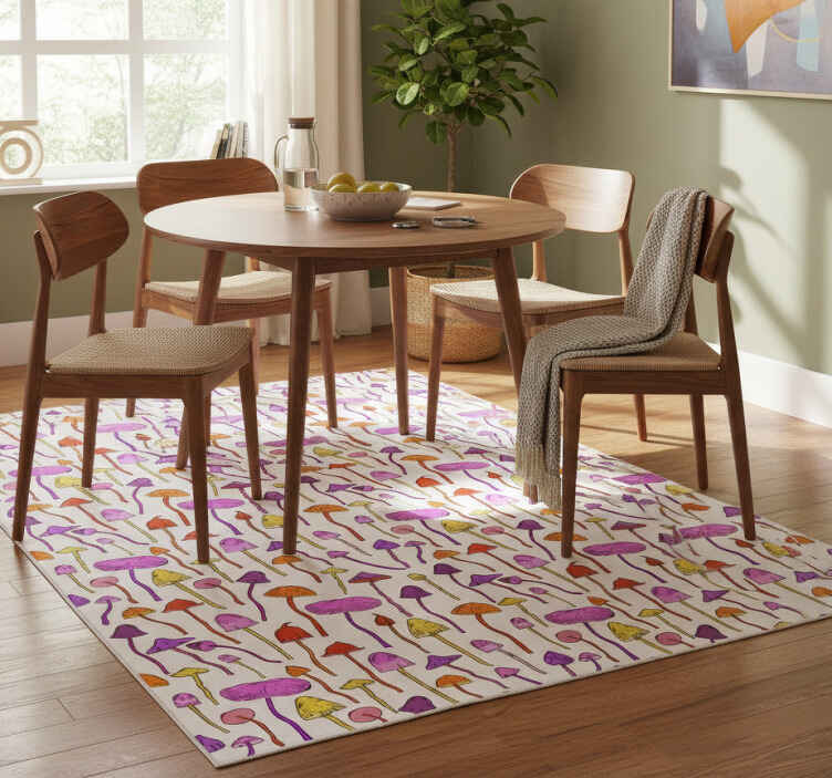 Dining room vinyl rug with psychedelic mushroom design - TenStickers