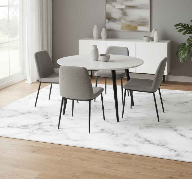 Dining room vinyl rug in grey marble design - TenStickers