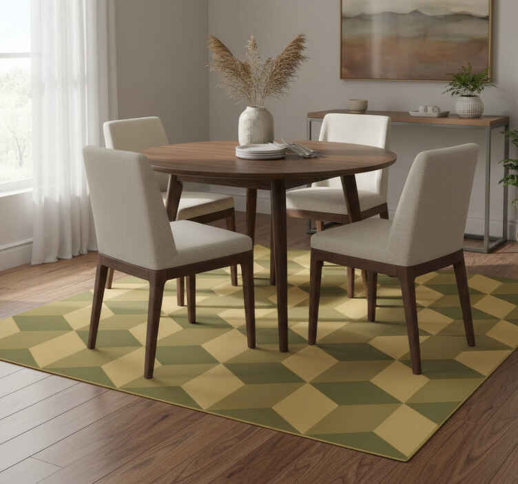 Dining room vinyl rug beige 3d cubes - TenStickers