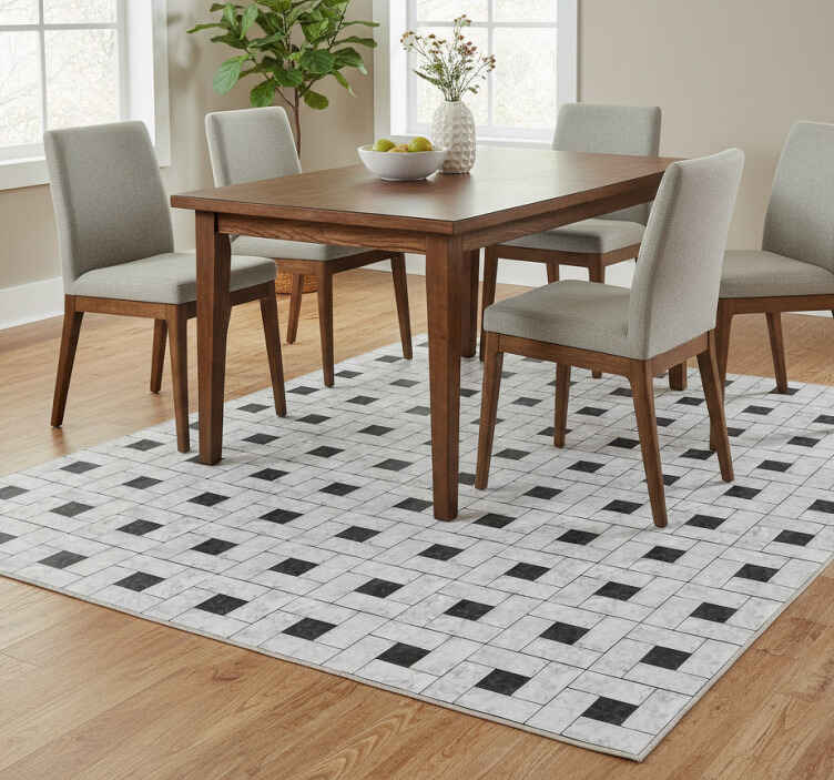 Dining room vinyl rug in grey stone tiles - TenStickers