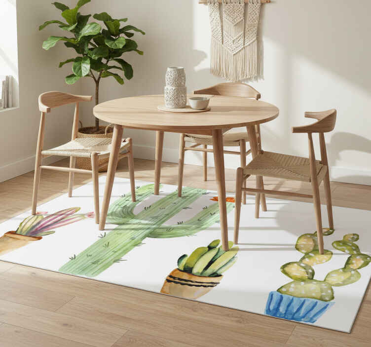 Dining room vinyl rug with assorted cacti design - TenStickers
