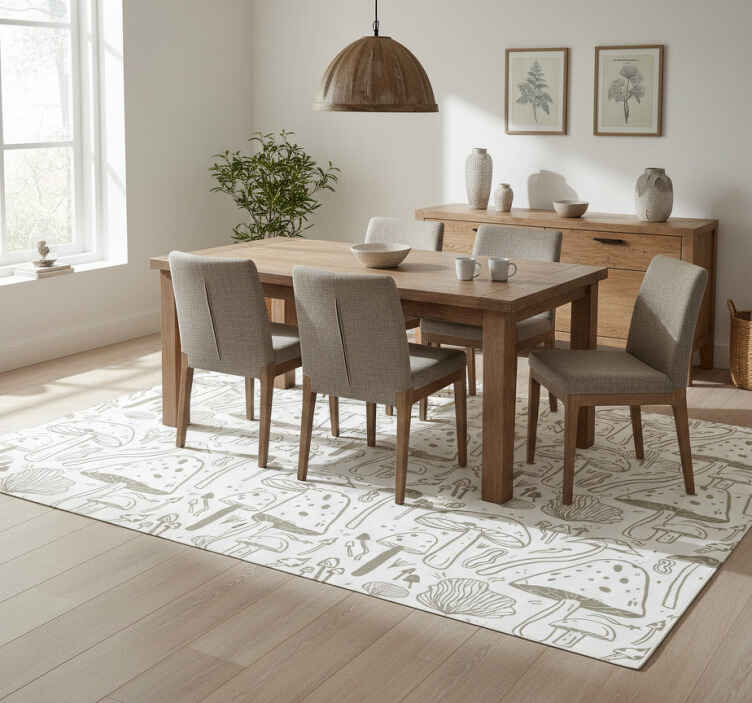 Dining room vinyl rug with beige mushroom design - TenStickers