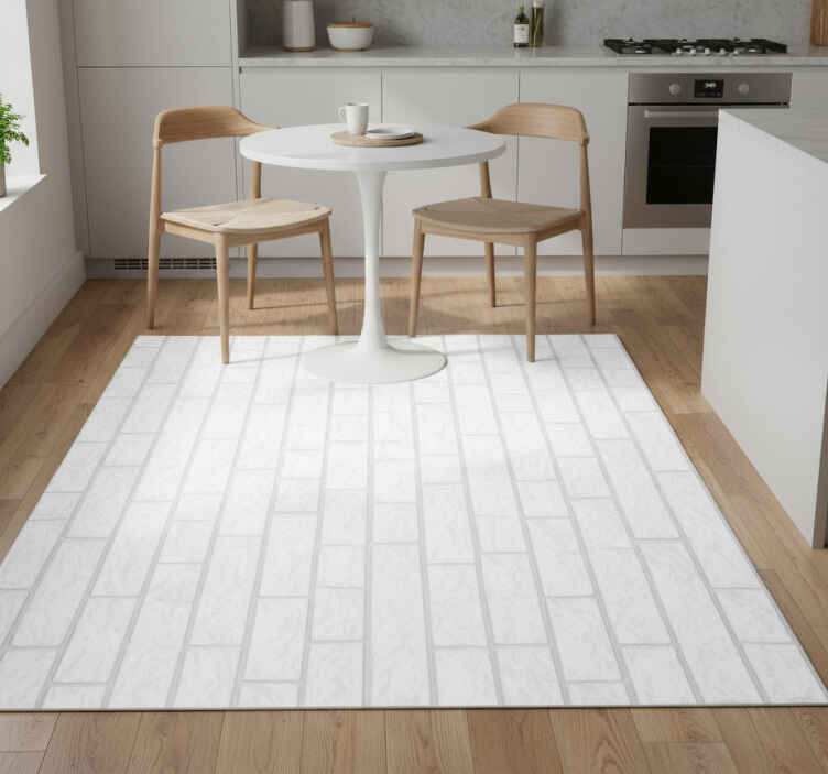 Kitchen vinyl rug in white brick pattern - TenStickers