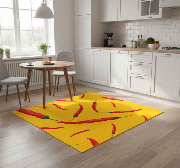 Alfombra vinílica cocina pimientos rojos y amarillos - TenVinilo