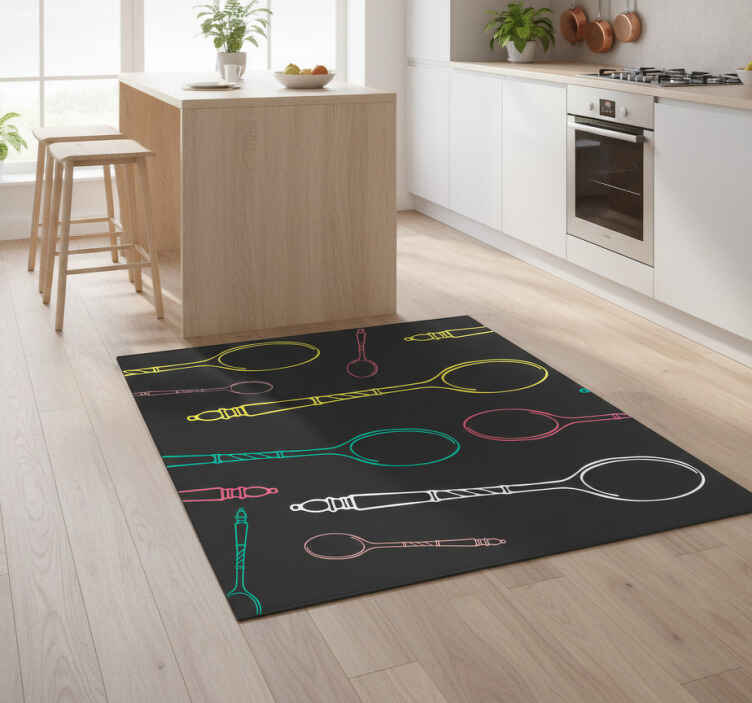 Kitchen vinyl rug with colorful spoons design - TenStickers
