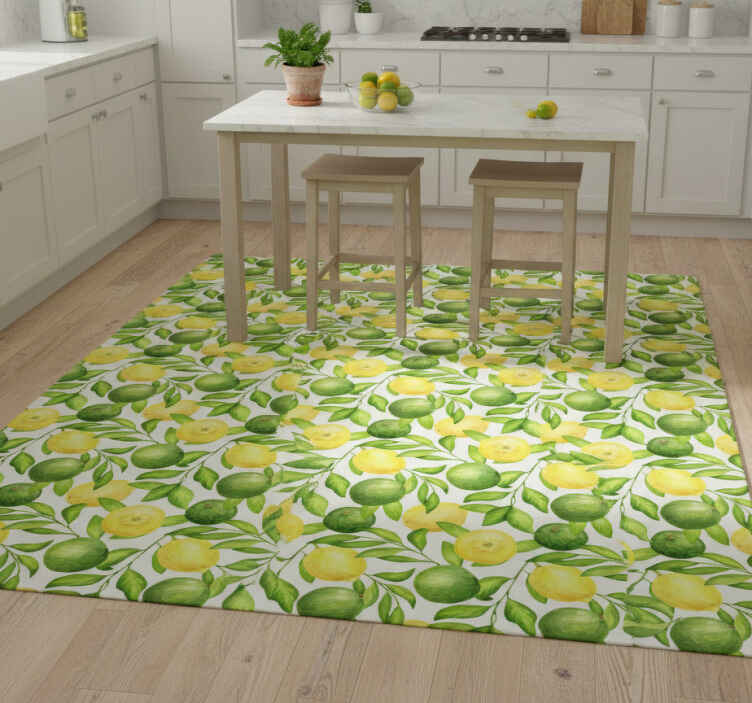 Kitchen vinyl rug lemons and limes design - TenStickers