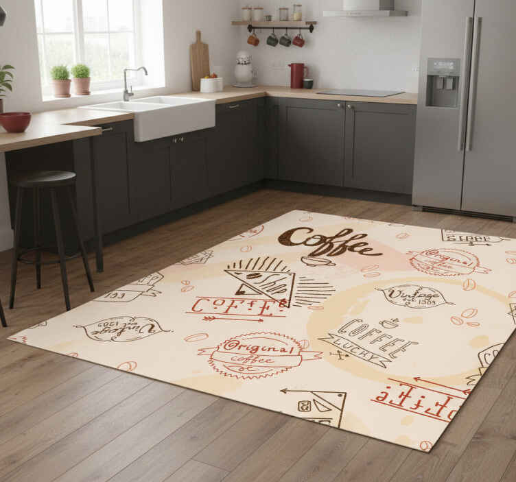 Kitchen vinyl rug with coffee designs - TenStickers