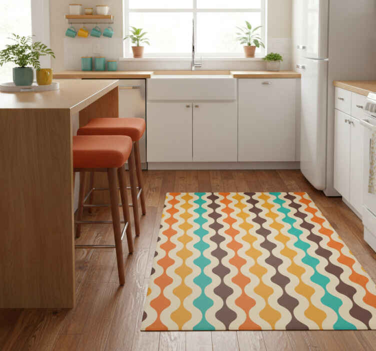 Mutfak pvc halı geometrik retro orta Çağ 70'ler - TenStickers