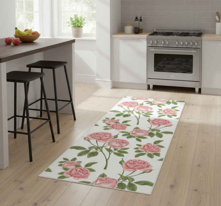 Kitchen vinyl rug flowerprint roses - TenStickers