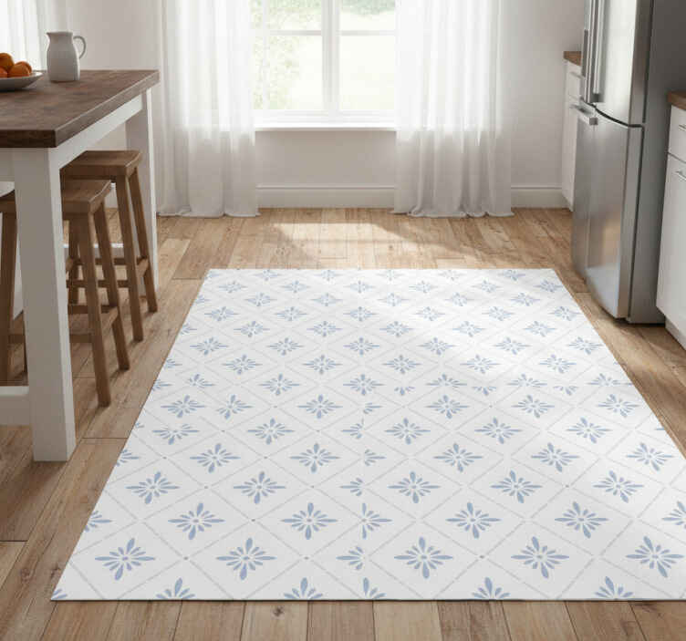 Kitchen vinyl rug in blue diamond pattern - TenStickers