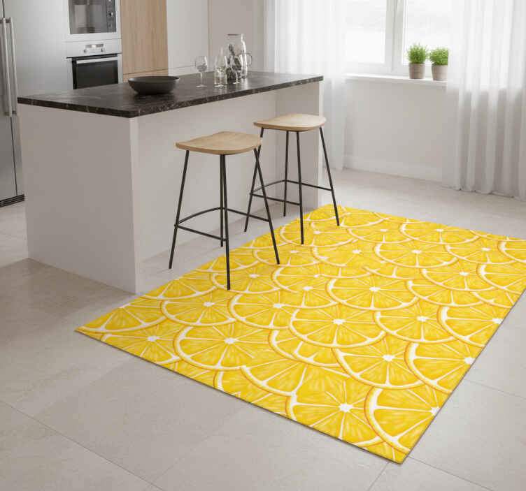 Kitchen vinyl rug with orange pattern - TenStickers