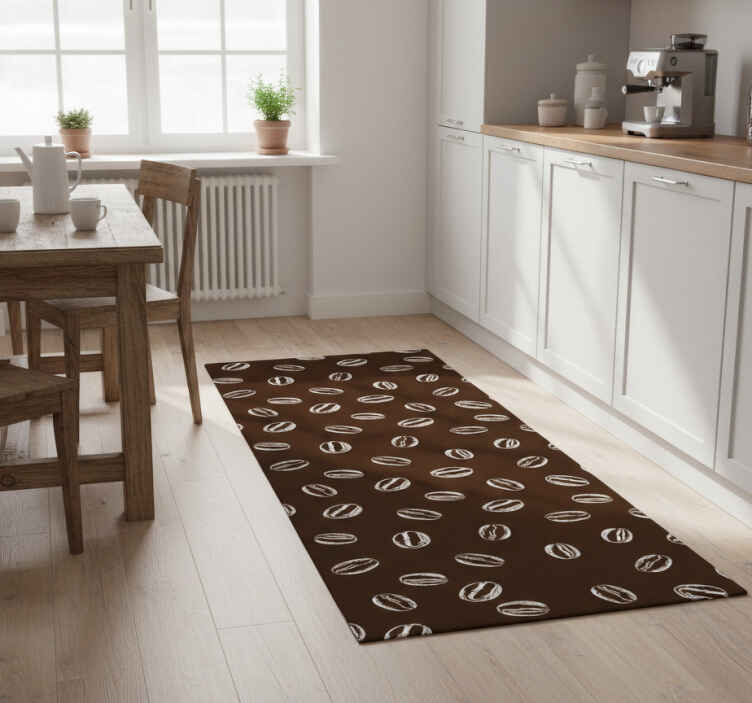 Kitchen vinyl rug with coffee beans pattern - TenStickers