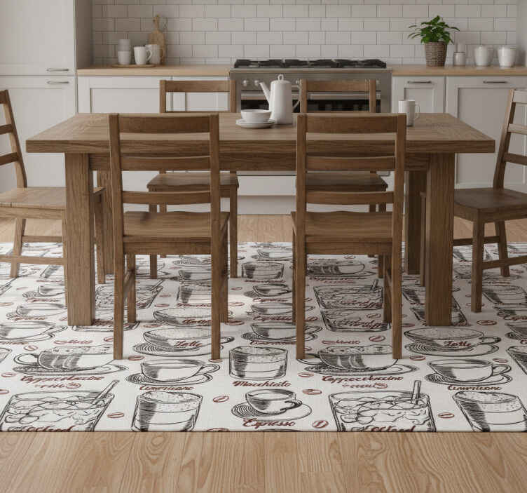 Coffee pattern kitchen vinyl rug - TenStickers