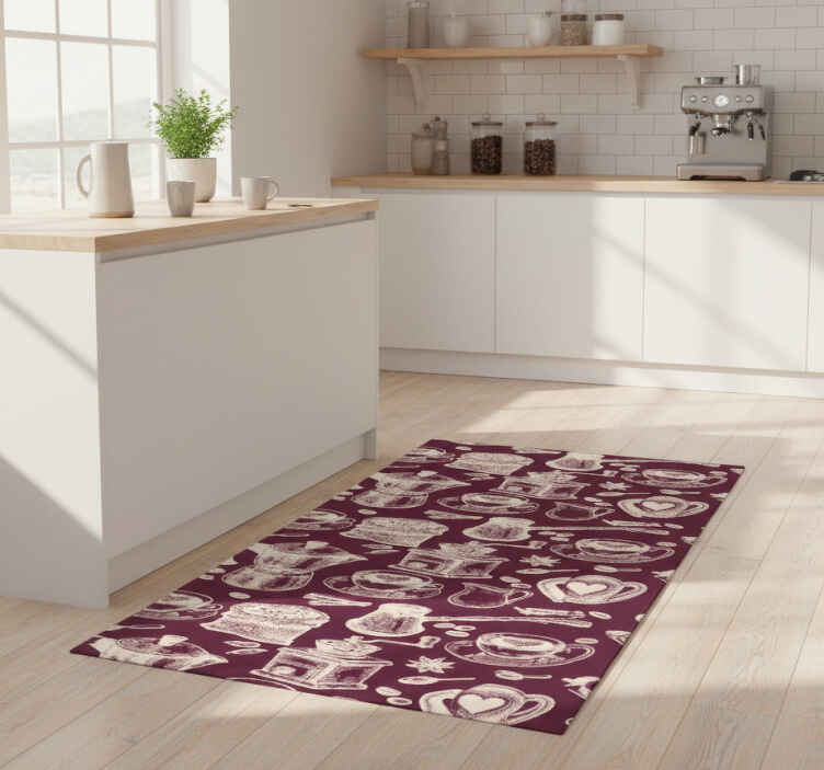Kitchen vinyl rug with coffee pattern design - TenStickers