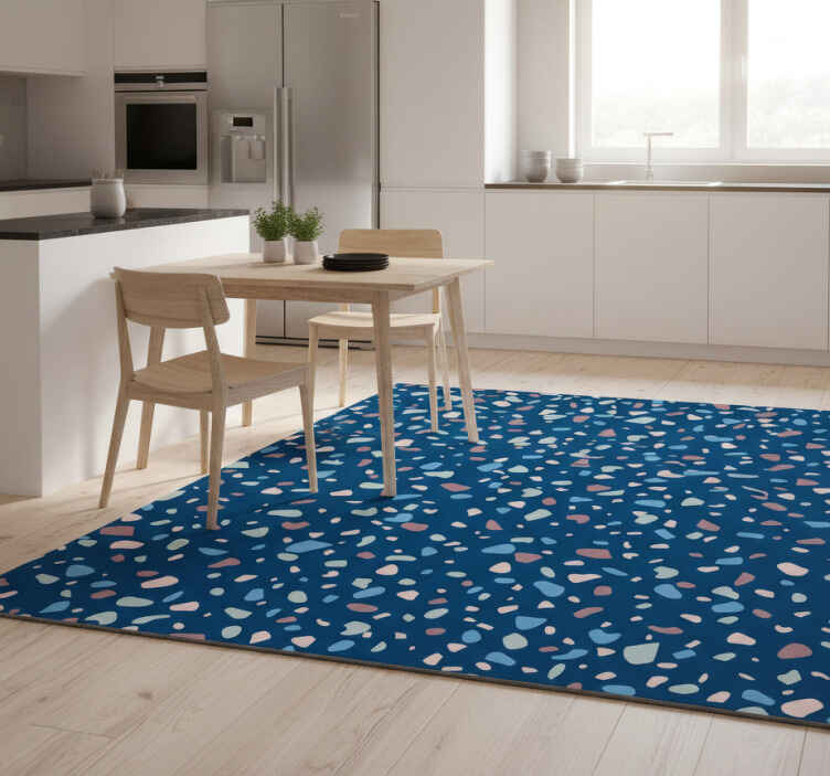 Mutfak pvc halı koyu mavi terrazzo - TenStickers