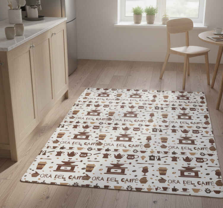 Kitchen vinyl rug coffee time - TenStickers
