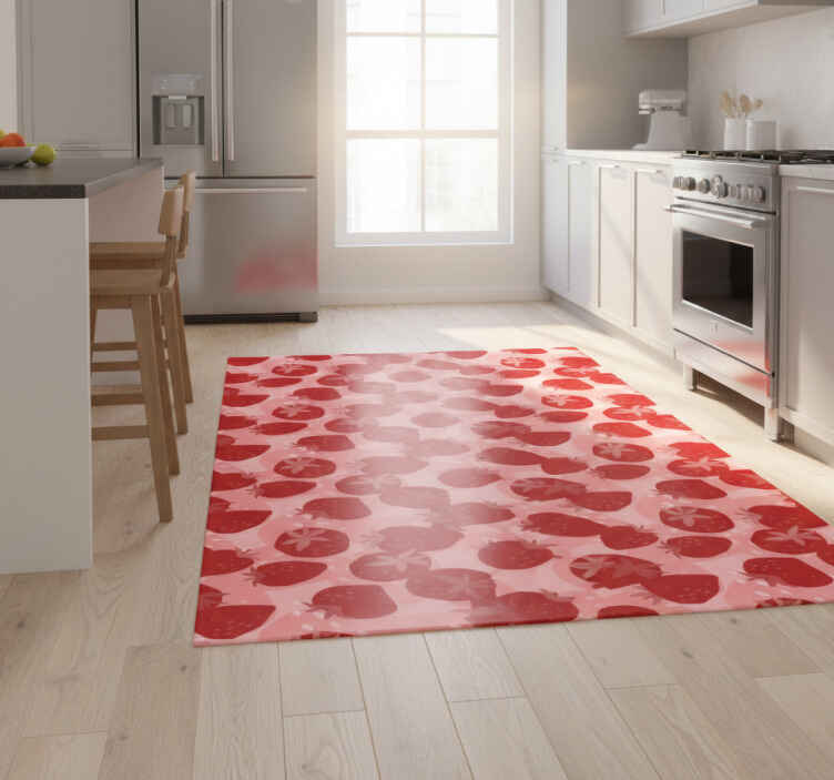 Alfombra vinílica cocina fresas rojas abstractas - TenVinilo