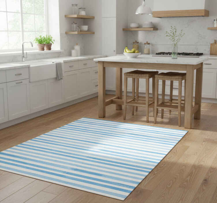 Kitchen vinyl rug in blue textured check - TenStickers