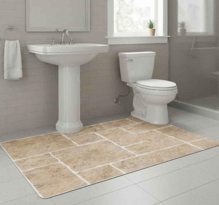Bad vinyl teppe beige steiner - Tenstickers