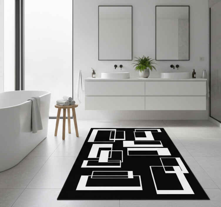 Bad vinyl teppe minimalistiske rektangler - Tenstickers