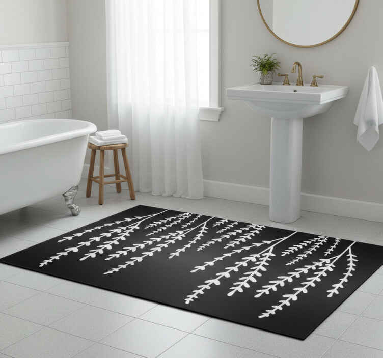 Black and white spikes bathroom vinyl rug - TenStickers