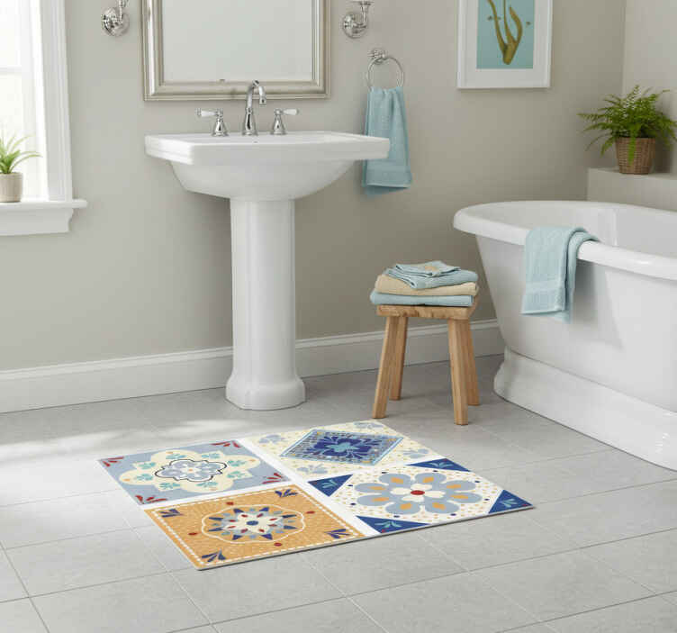 Colorful palette bathroom vinyl rug - TenStickers