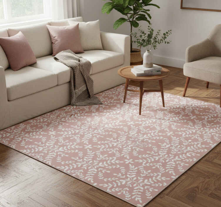 Flower vinyl rug with vintage ornamental leaves pattern - TenStickers