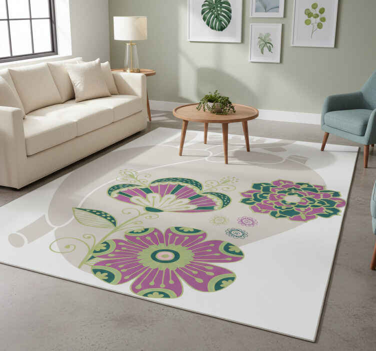 Flower vinyl rug anatomic heart with red flowers - TenStickers