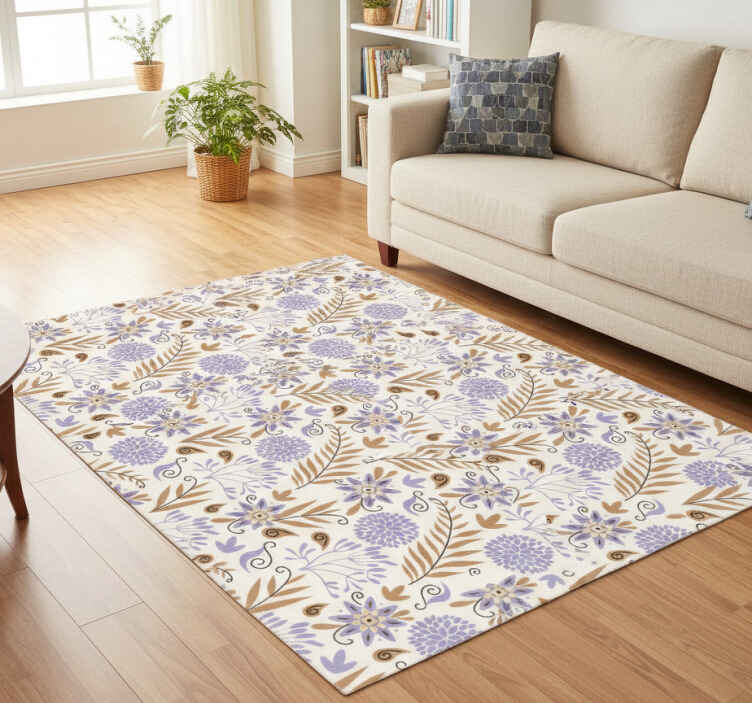 Vinyl rug flowers in vintage beige pattern - TenStickers