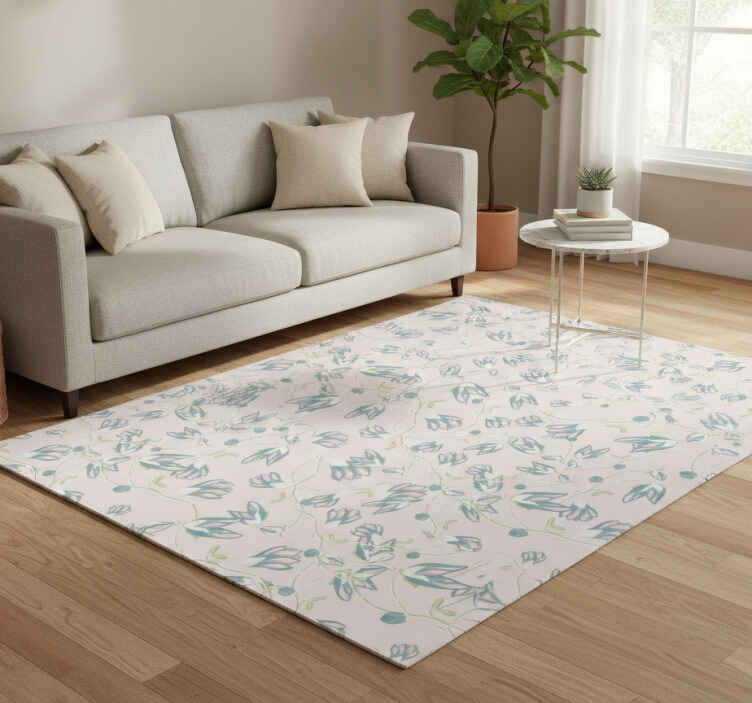 Tappeto vinile fiori motivo foglie e fiori - TenStickers
