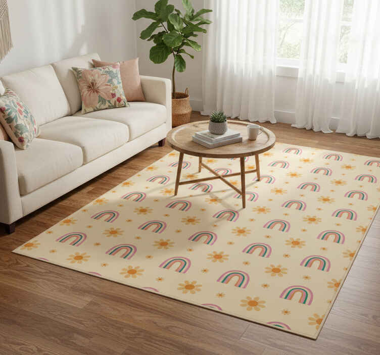 Flower vinyl rug blooming colors - TenStickers